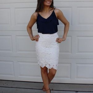 Loft Crochet Lace Pencil Skirt